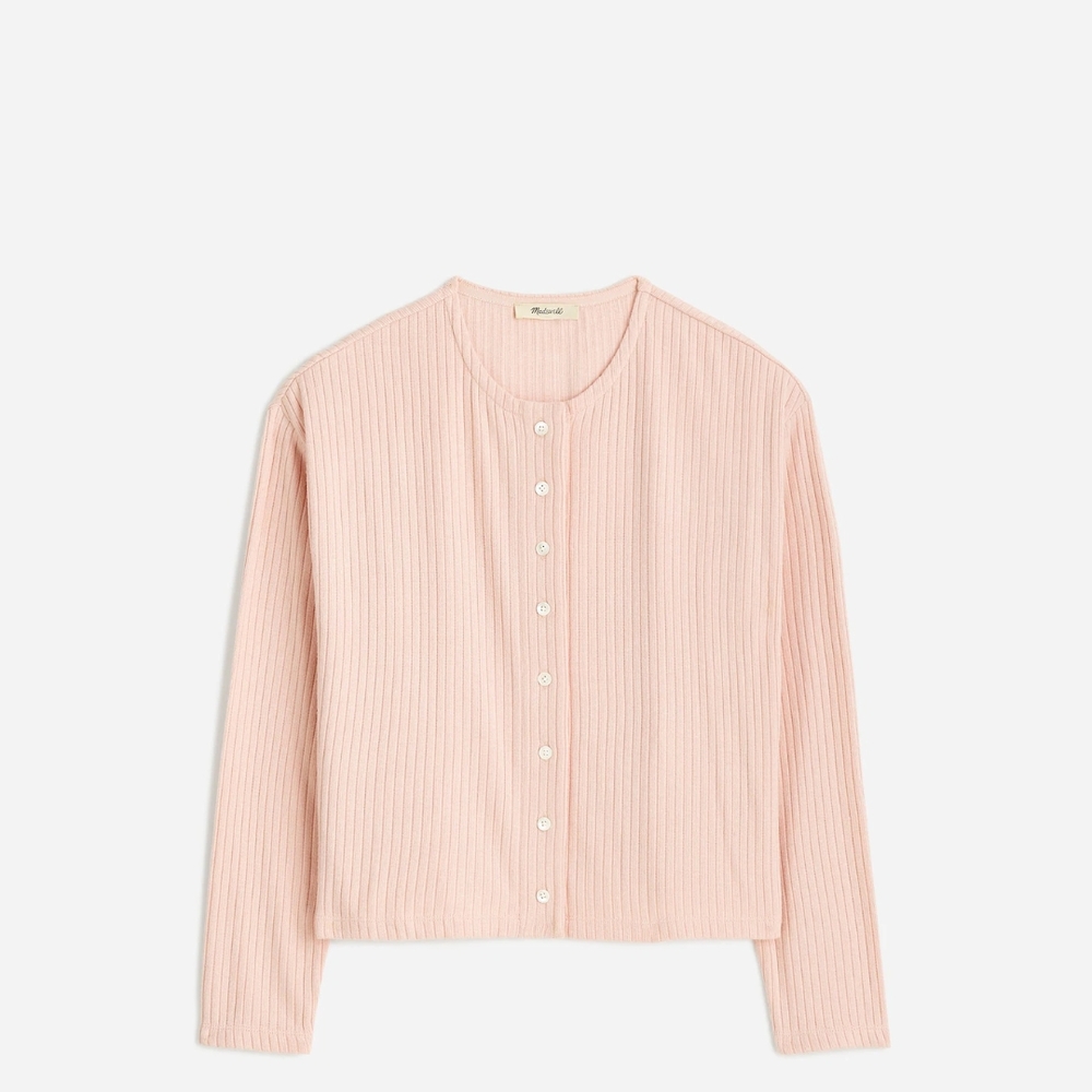 Madewell Relaxed Button Front Cardigan Pale Blush